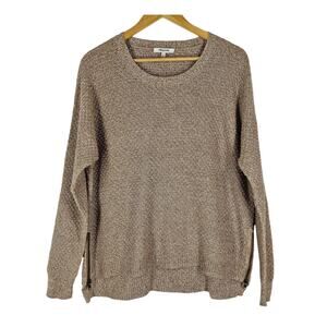 MADEWELL WOMEN’S COZY BROWN KNIT PULLOVER SWEATER – SIZE LARGE – SIDE WAIST ZIPS